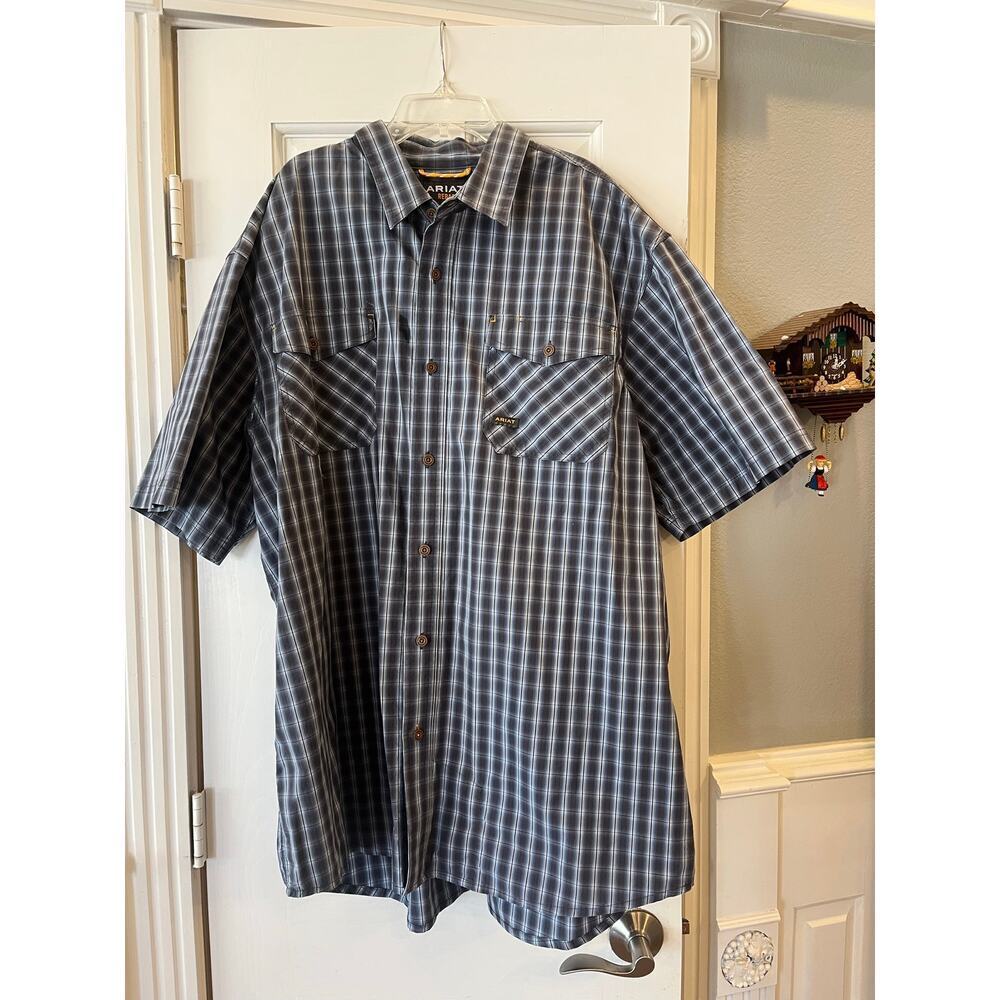 Ariat Rebar Western Casual Button Down Shirt Men XXL Cowboy Workwear Outdoor